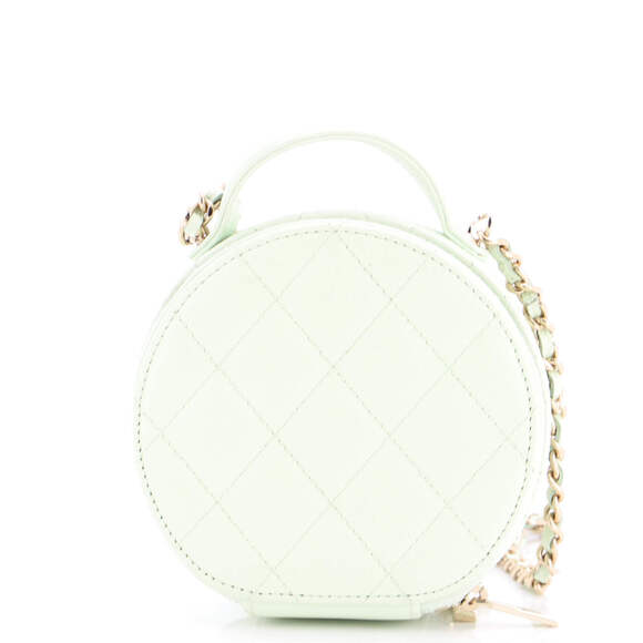 Chanel Small Handle with Care Round Vanity Case with Chain Quilted Caviar - Picture 3 of 5